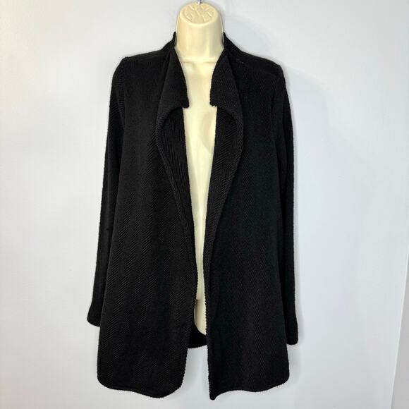 James Perse Womens Black Textured Open Front Cardigan Duster Casual Wardrobe S - Picture 1 of 10